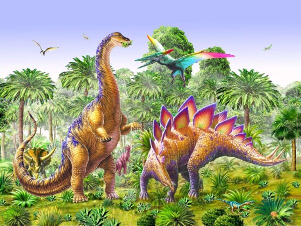 Adrian Chesterman's Brachiosaur and Stegosaur Dinosaur Wall Mural