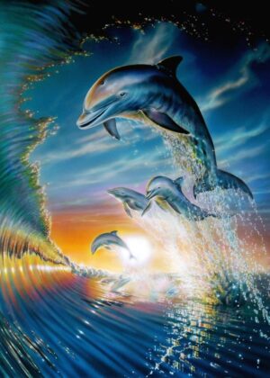 Adrian Chesterman's Leaping Dolphins Wall Mural