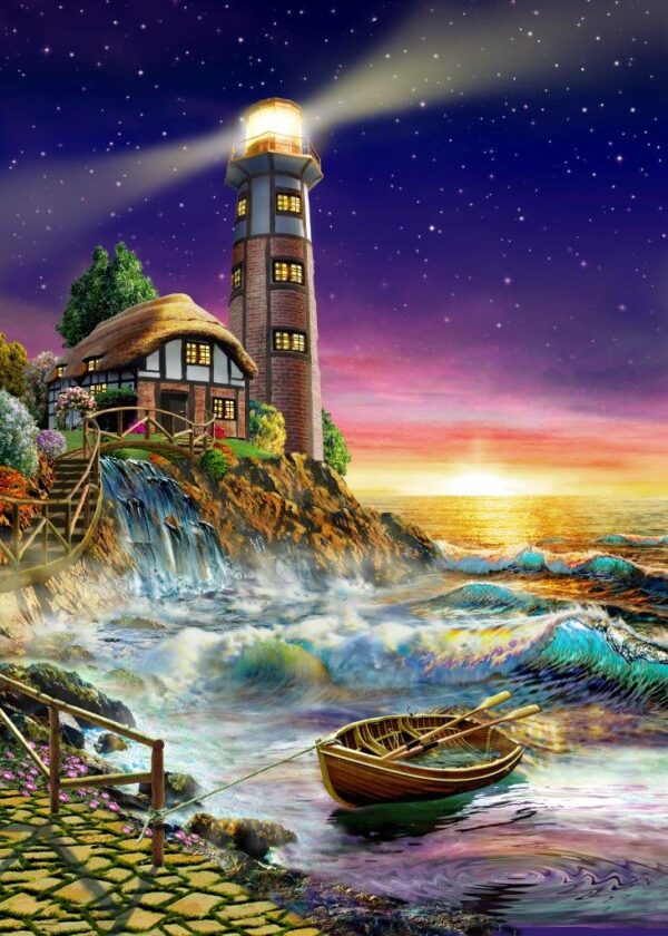 Adrian Chesterman's Midnight Lighthouse Wall Mural