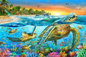 Adrian Chesterman's Underwater Turtles Wall Mural