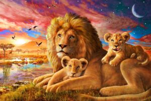 Adrian Chesterman's Lion Sunrise Wall Mural