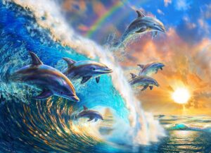 Adrian Chesterman's Dolphin Wave Wall Mural