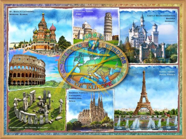 Adrian Chesterman's Man-Made Wonders of Europe Wall Mural