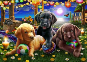 Adrian Chesterman's Puppies Picnic Wall Mural