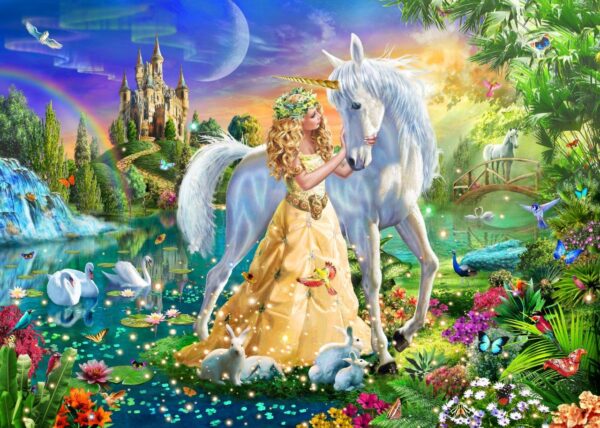 Adrian Chesterman's Princess and Unicorn at Twilight Wall Mural