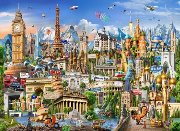 Adrian Chesterman's European Landmarks Wall Mural