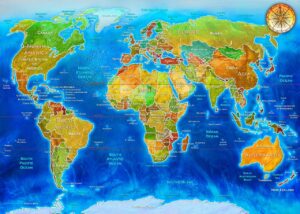 Adrian Chesterman's World Geopolitical Map Wall Mural