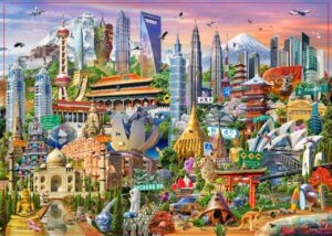 Adrian Chesterman's Asia Landmarks Wall Mural