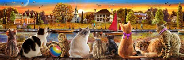 Adrian Chesterman's Cats on the Quay Panoramic Wall Mural