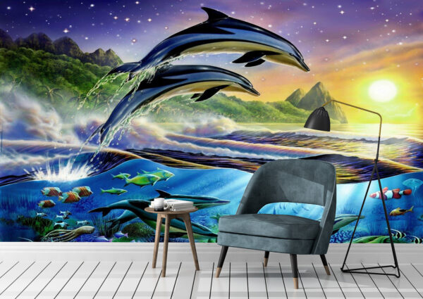 Adrian Chesterman's Atlantic Dolphins Wall Mural - Image 2