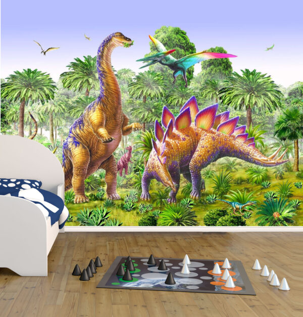 Adrian Chesterman's Brachiosaur and Stegosaur Dinosaur Wall Mural