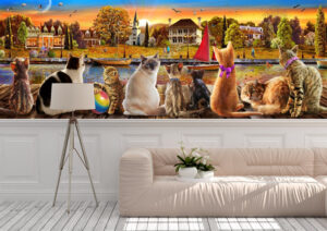 Pets, Cats, Panoramic, Sunset, Living room