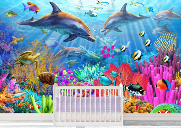 Adrian Chesterman's Dolphin Coral Reef Wall Mural - Image 2