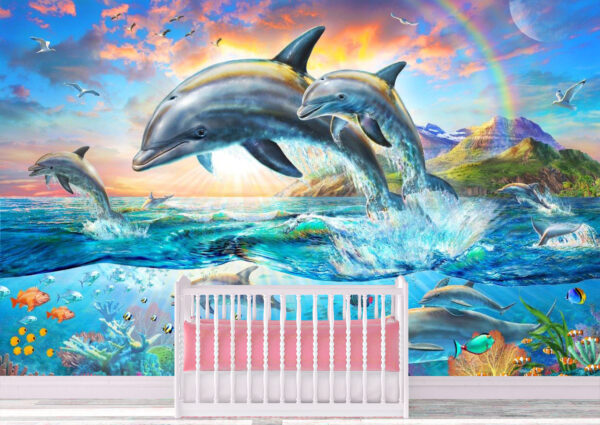Adrian Chesterman's Dolphin Family Wall Mural - Image 2