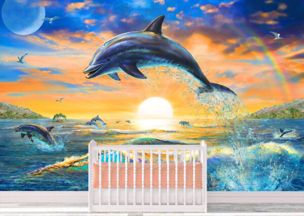 Adrian Chesterman's Dolphin Sunrise Wall Mural - Image 2