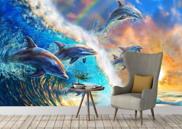 Adrian Chesterman's Pretty Dolphin Wave Wall Mural - Image 2