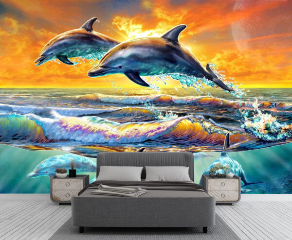 Adrian Chesterman's Dolphins at Dawn Wall Mural - Image 2