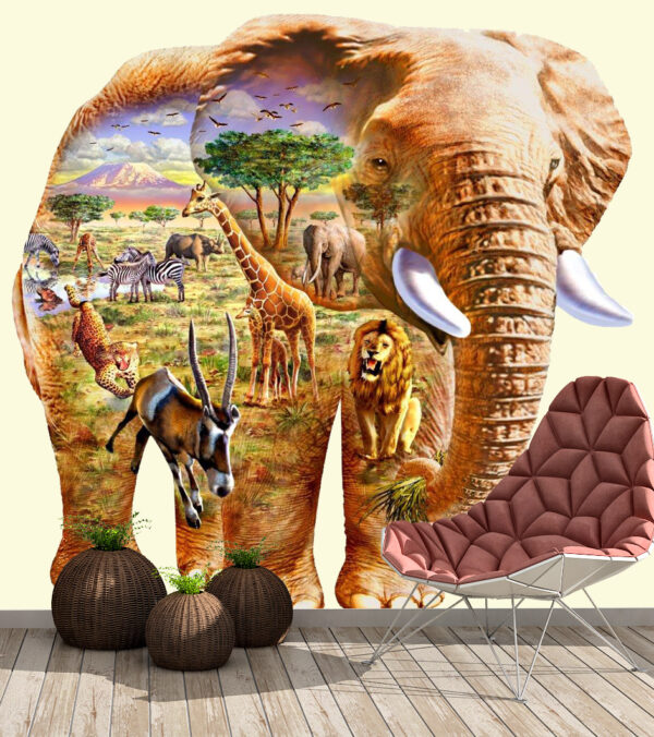 Adrian Chesterman's Jungle in an Elephant Wall Mural - Image 2