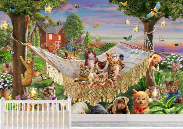 Adrian Chesterman's Kittens Puppies and Butterflies Wall Mural - Image 2