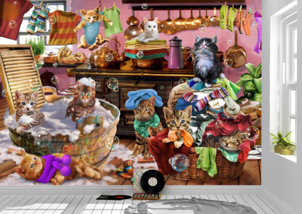 Adrian Chesterman's Kittens in the Kitchen Wall Mural - Image 2