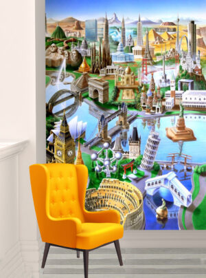 Landmarks of the world, Wall mural, Monuments