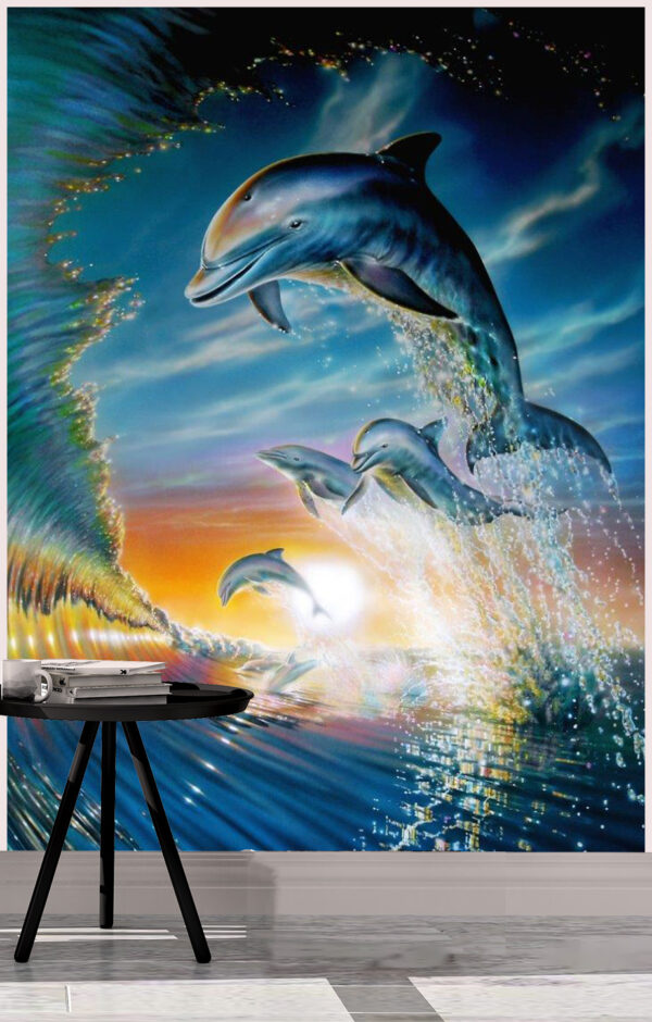 Adrian Chesterman's Leaping Dolphins Wall Mural - Image 2