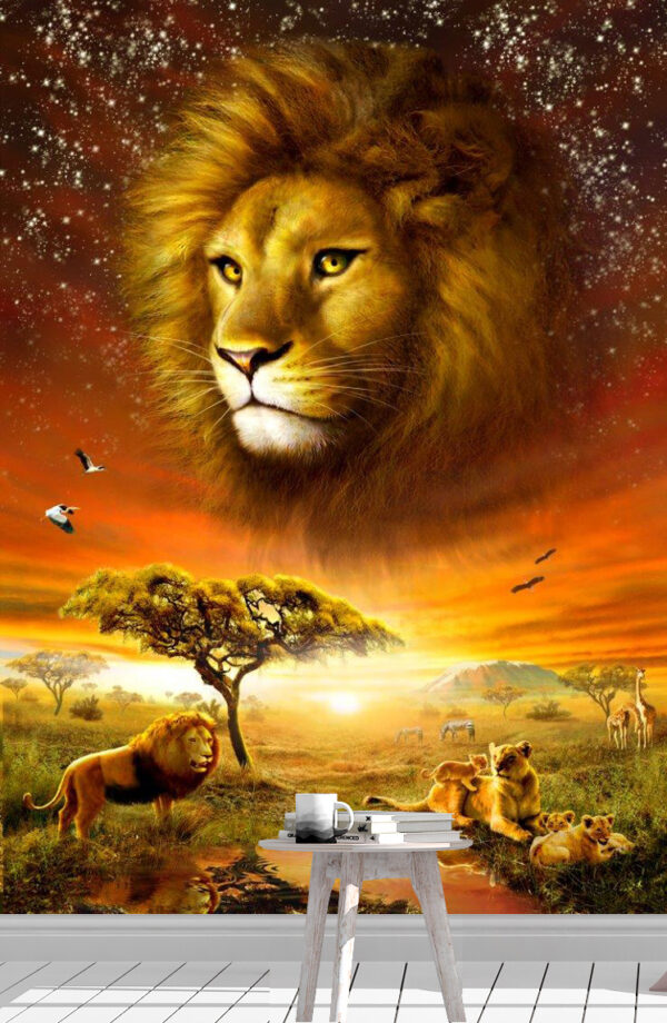 Adrian Chesterman's Lion Dawn Wall Mural - Image 2