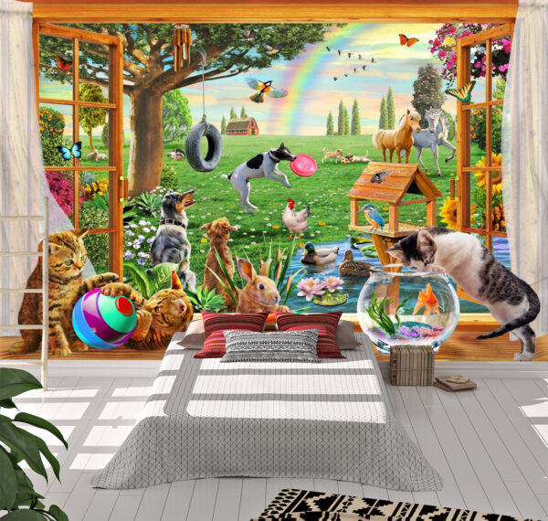 Adrian Chesterman's Pets in the Garden Wall Mural - Image 2