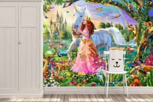Princess, unicorn, Pets, Children Wall mural, Kids Wall mural,