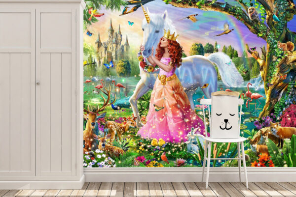 Princess, unicorn, Pets, Children Wall mural, Kids Wall mural,