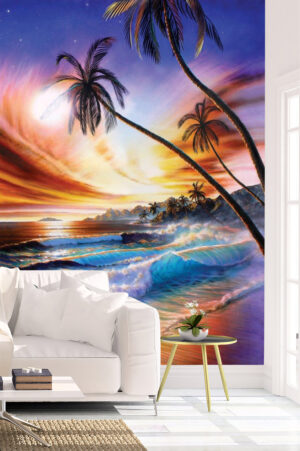 Tropical, Beach, Wall mural, Living Room