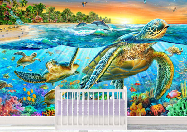 Adrian Chesterman's Underwater Turtles Wall Mural - Image 2