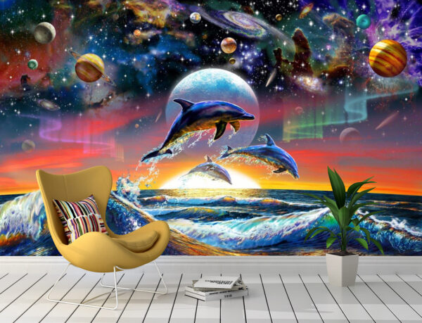Adrian Chesterman's Universal Dolphins Wall Mural - Image 2