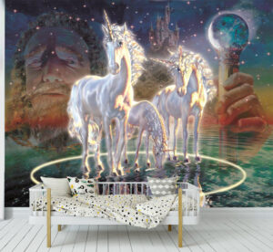Adrian Chesterman's Wizard and Unicorns Wall Mural