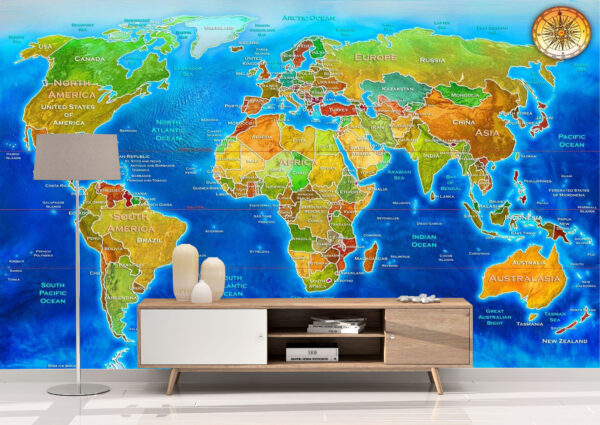 Adrian Chesterman's World Geopolitical Map Wall Mural - Image 2