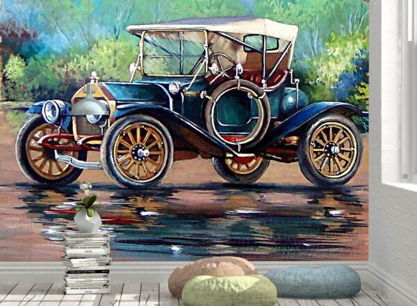 Antique Car on Canvas Painting Wall Mural