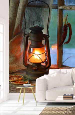 Antique Kerosene Oil Lamp Wall Mural