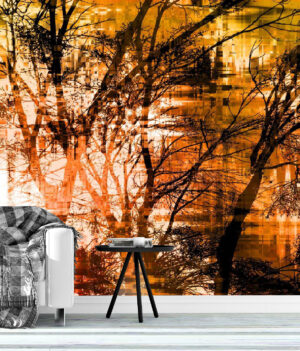 Art in Gold Abstract Wall Mural