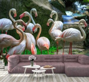 Beautiful Flamingos Wall Mural