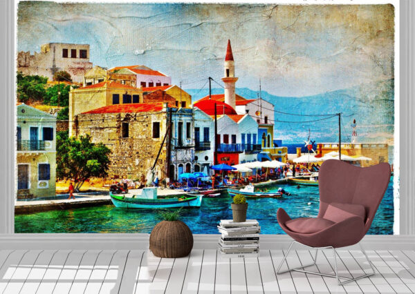 Beautiful Kastelorizo Bay Artwork Wall Mural