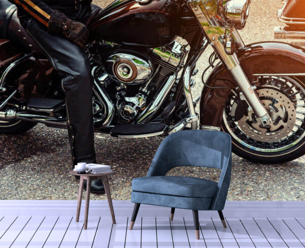 Best Black Motorcycle With Rider Wall Mural