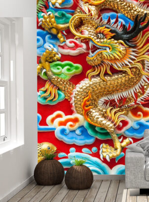 Bright Yellow Dragon Wall MuralBright Yellow Dragon Wall Mural