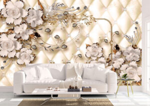 Ceramic Jewels and Flowers Wall Mural