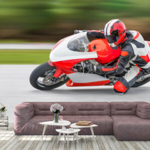 Charming Red Motorcycle Sports Wall Mural