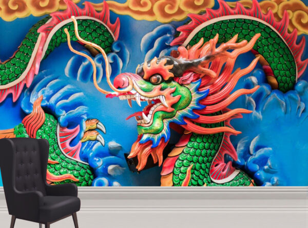 Scary Chinese Dragon Wall Mural