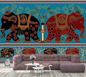 Colorful Elephant Tribal Art Wall Mural