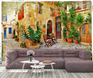 Colorful Greek House Wall MuralColorful Greek House Wall Mural