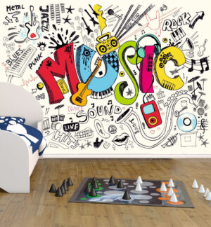 Colorful Music Doodles Wall MuralColorful Music Doodles Wall Mural