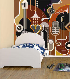 Colorful Music Instruments Wall Mural