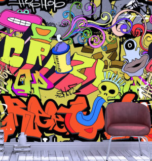 Crazy Hip Hop Graffiti Wall Mural